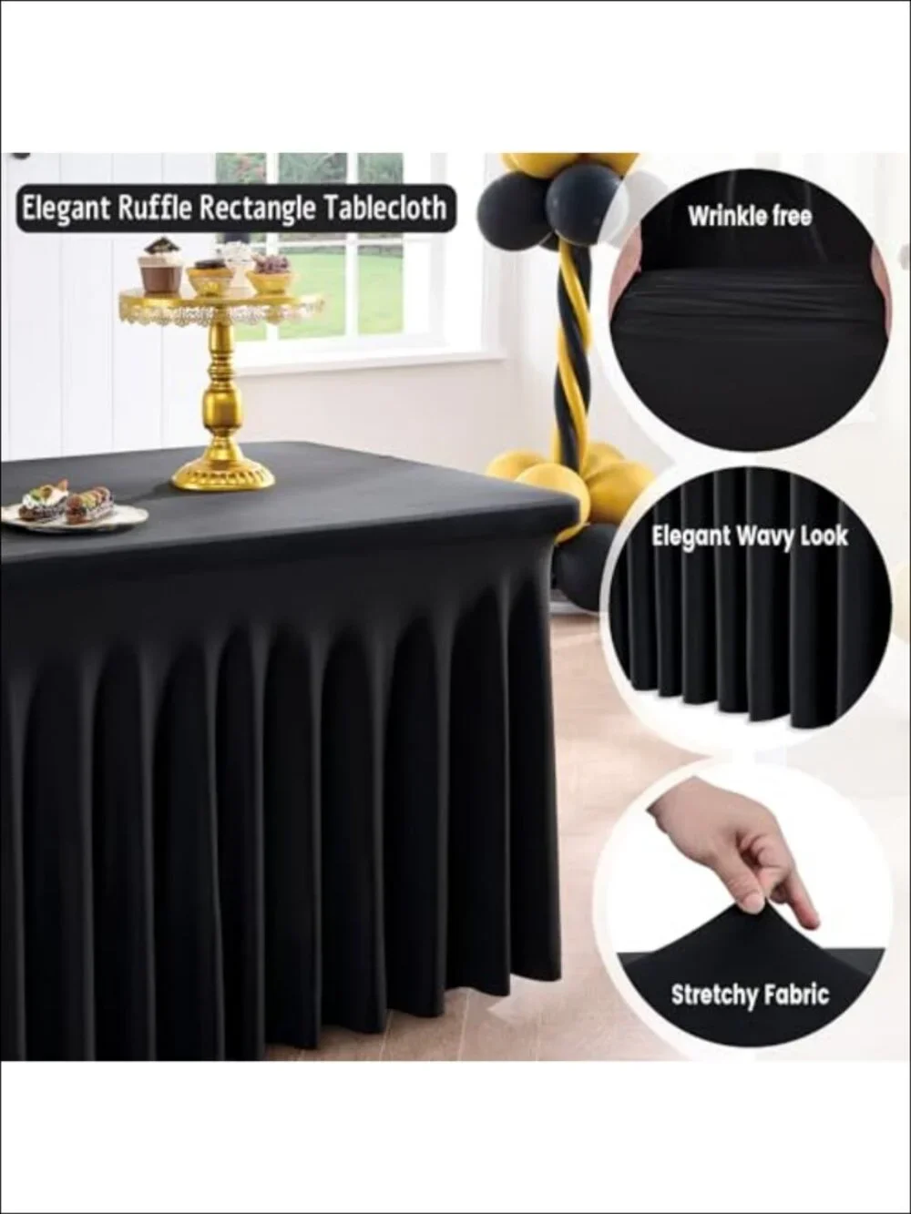4 Pack Spandex Tablecloth 6ft Rectangle Table Cover Wrinkle Free Fitted